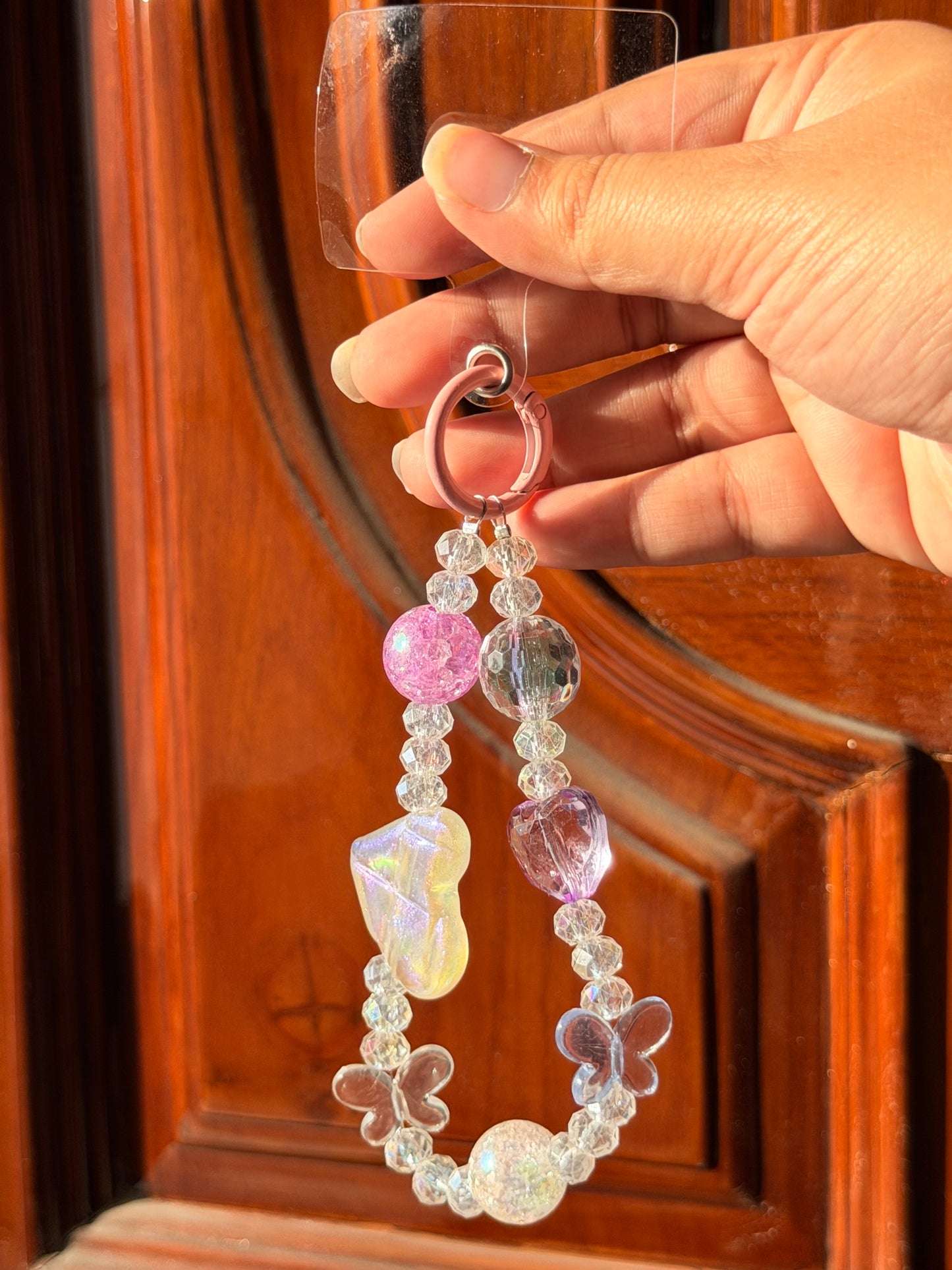 Crystal heart bag/phone charm