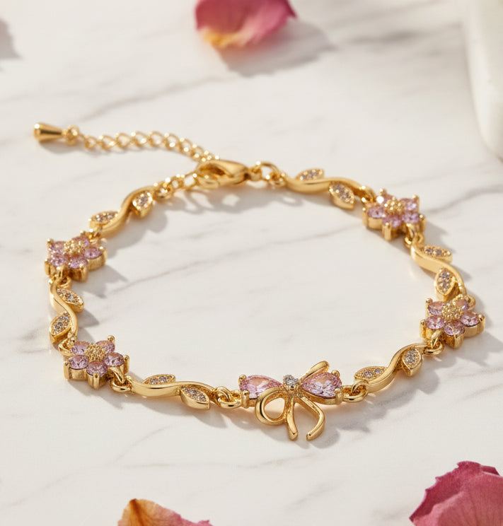 Blossom bow bracelet (pink)