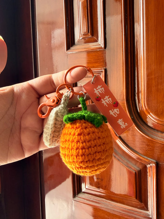 Crochet Persimmon Keychain charm