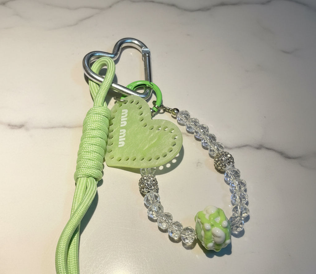 Matcha Bloom Heart bag Charm
