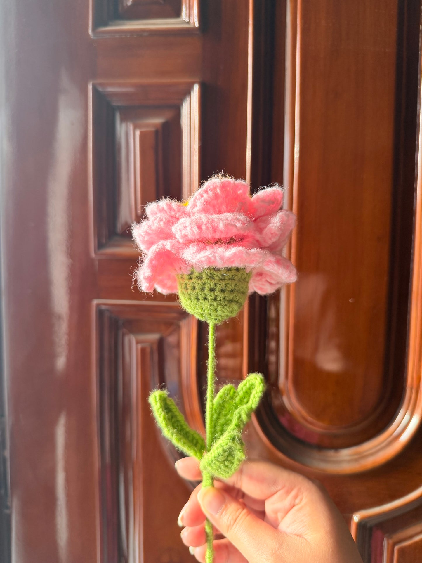 Blush bloom crochet flower stick