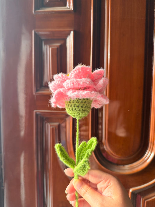 Blush bloom crochet flower stick