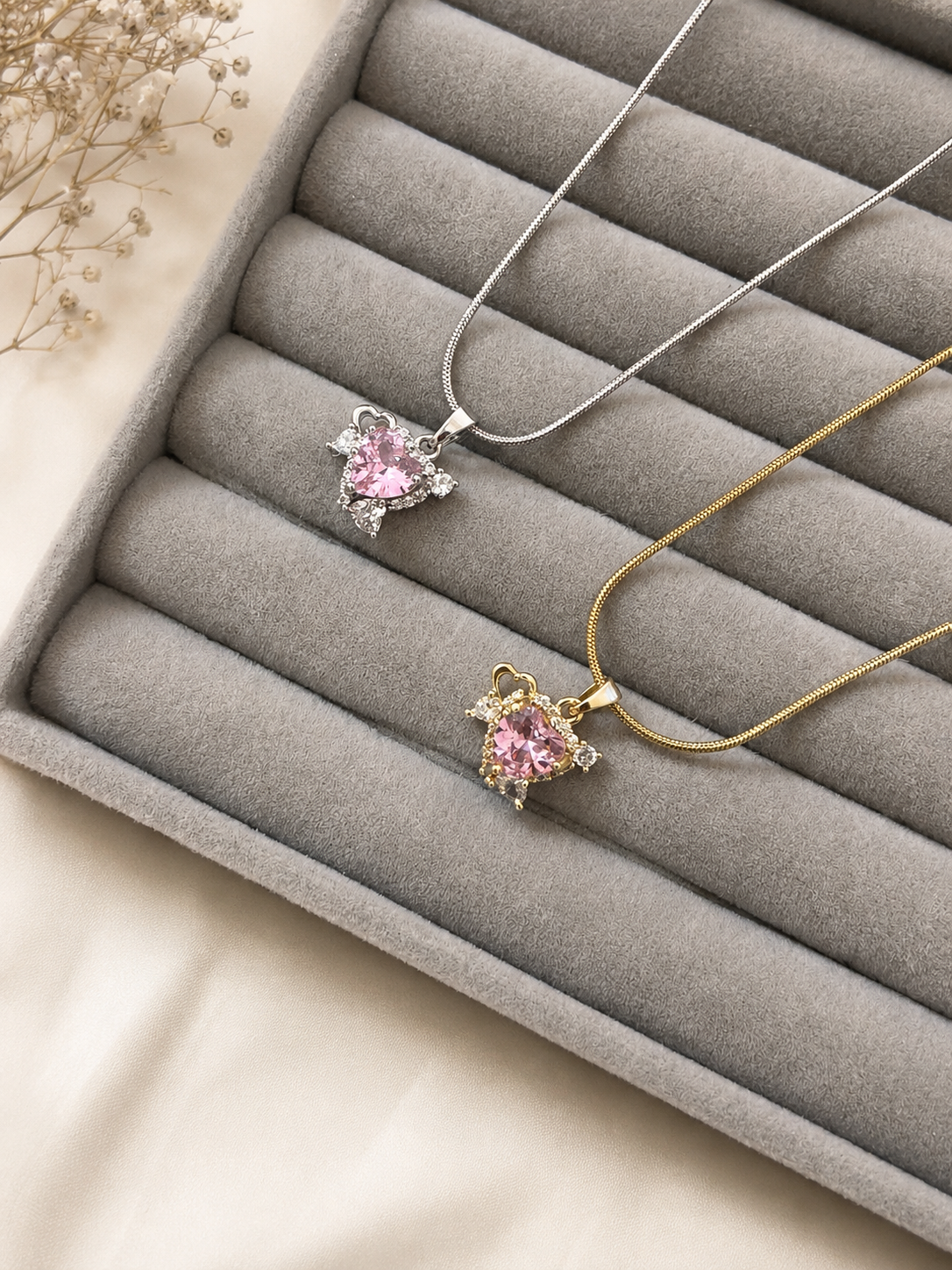 Blush Heart Sparkle Necklace