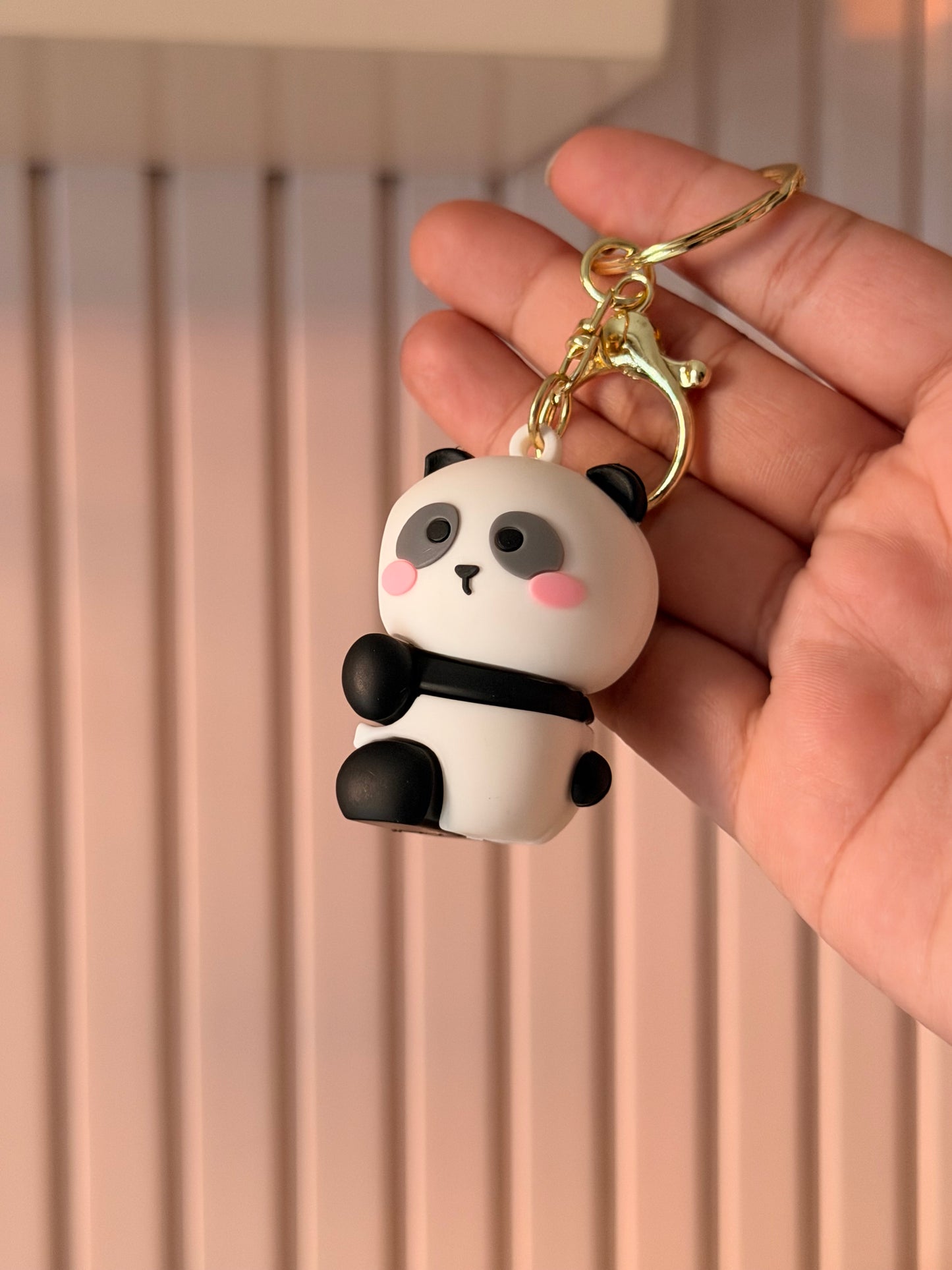 Panda bamboo magnetic couple keychain
