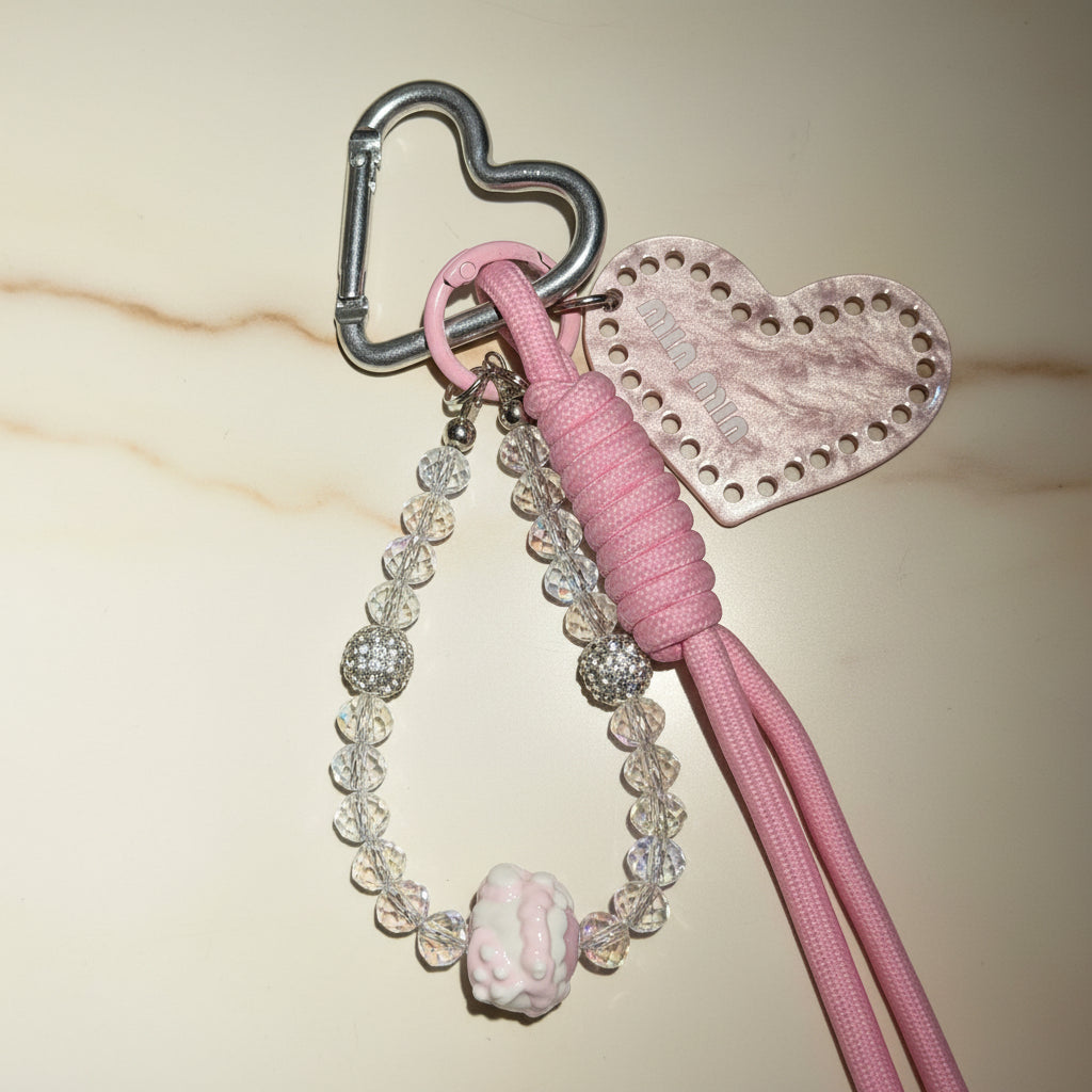 Blush Bloom Heart bag Charm