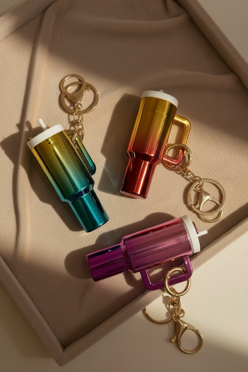 Holographic tumbler keychain