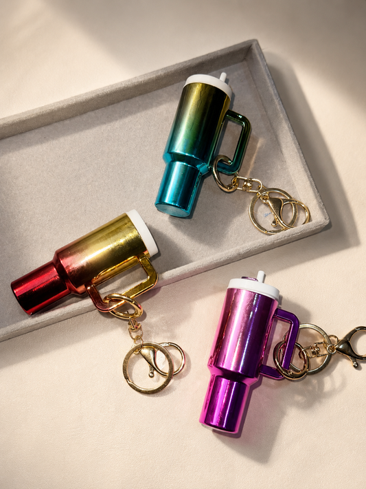 Holographic tumbler keychain