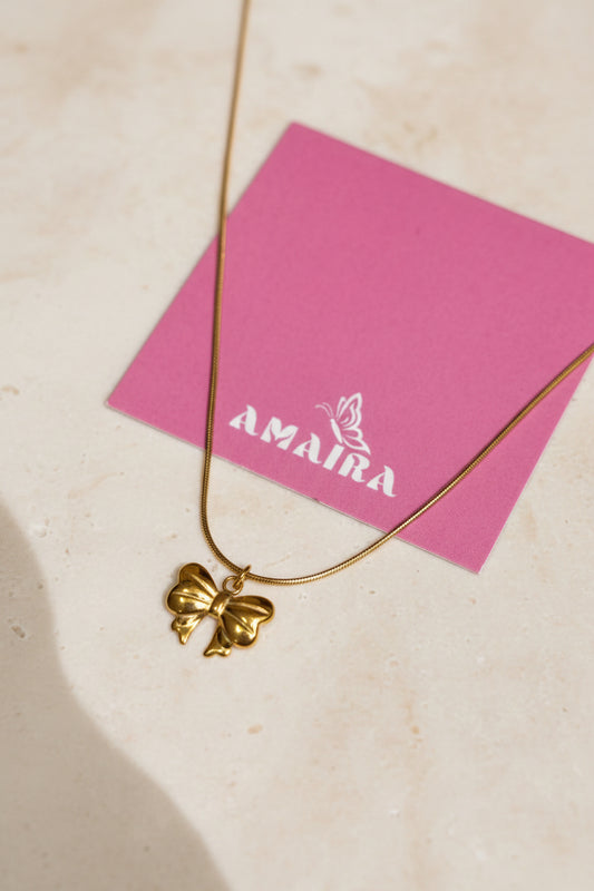 Golden bow necklace
