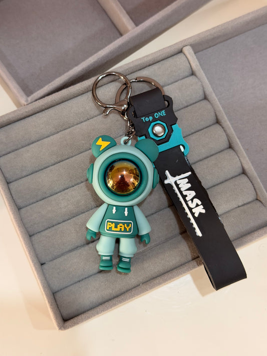 Astronaut silicon keychain (green)