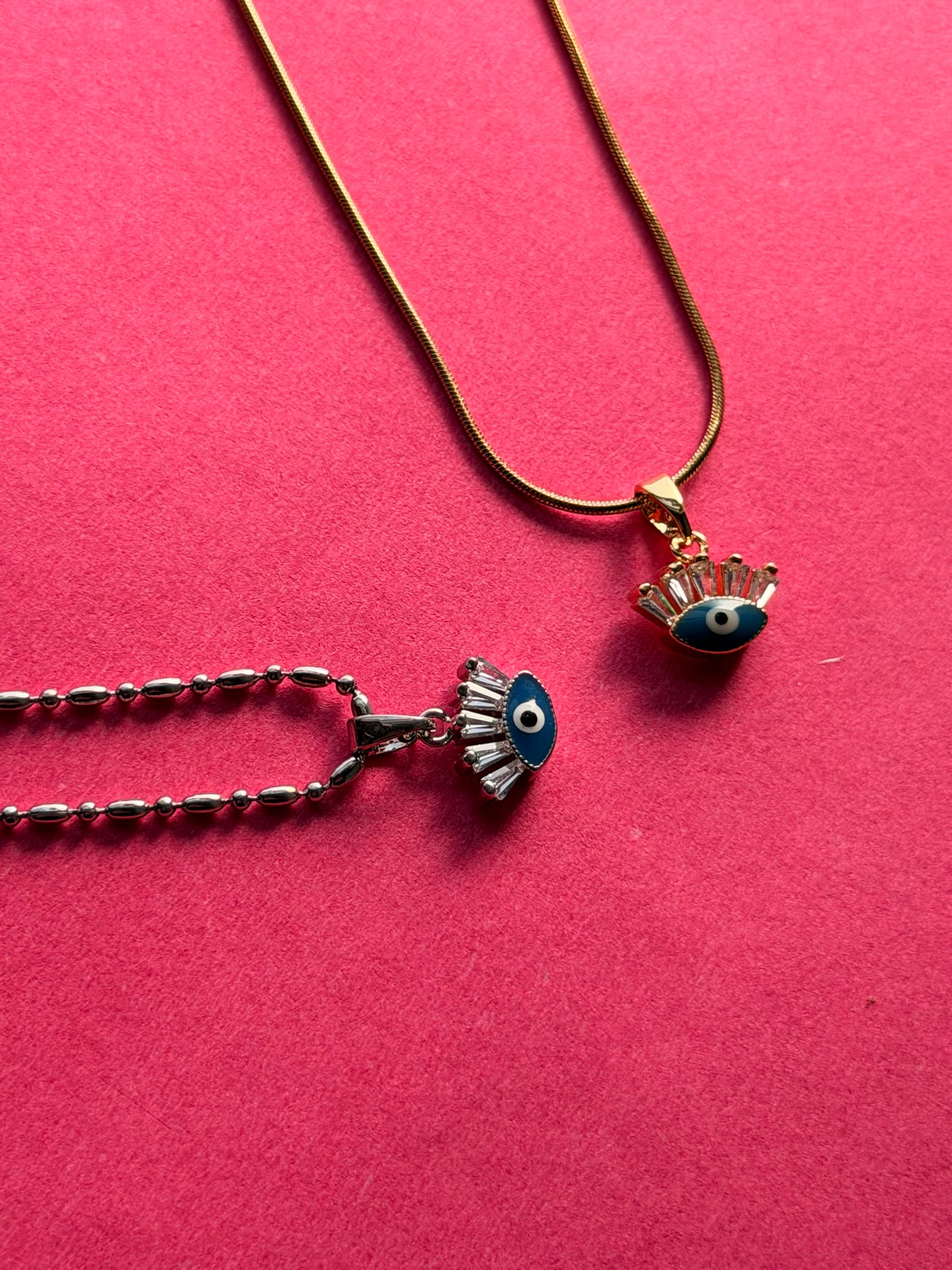 Evil Eye Luxe Necklace(silver toned)