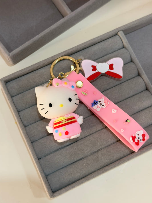 Hello kitty silicon keychain (pink)