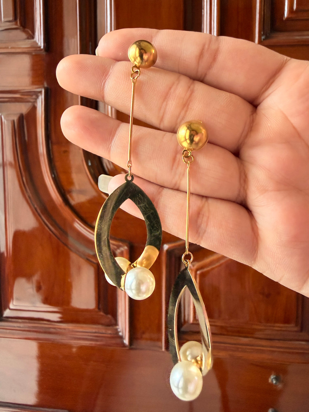 Pearl Loop Drop Earrings