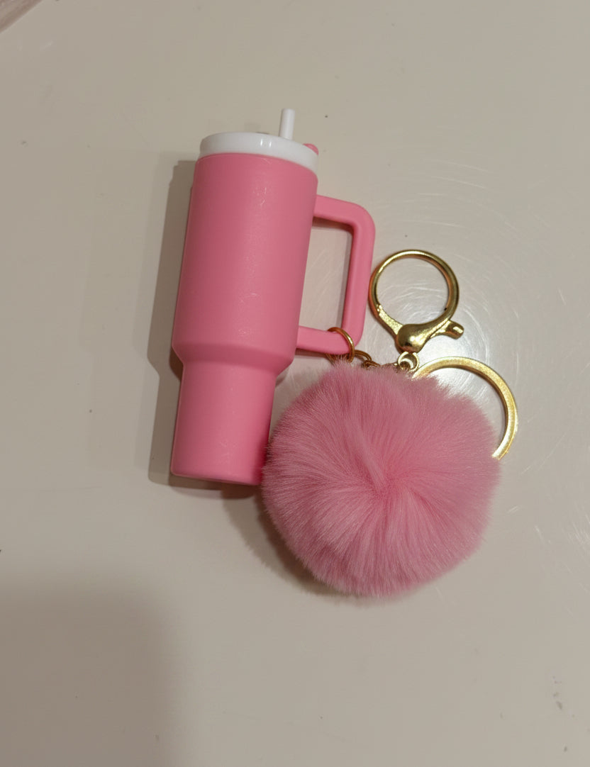 Tumbler keychain with pom pom