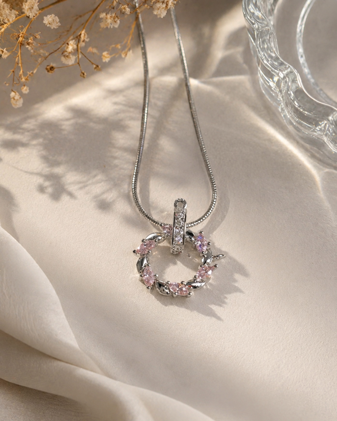 Blush Halo Crystal Necklace