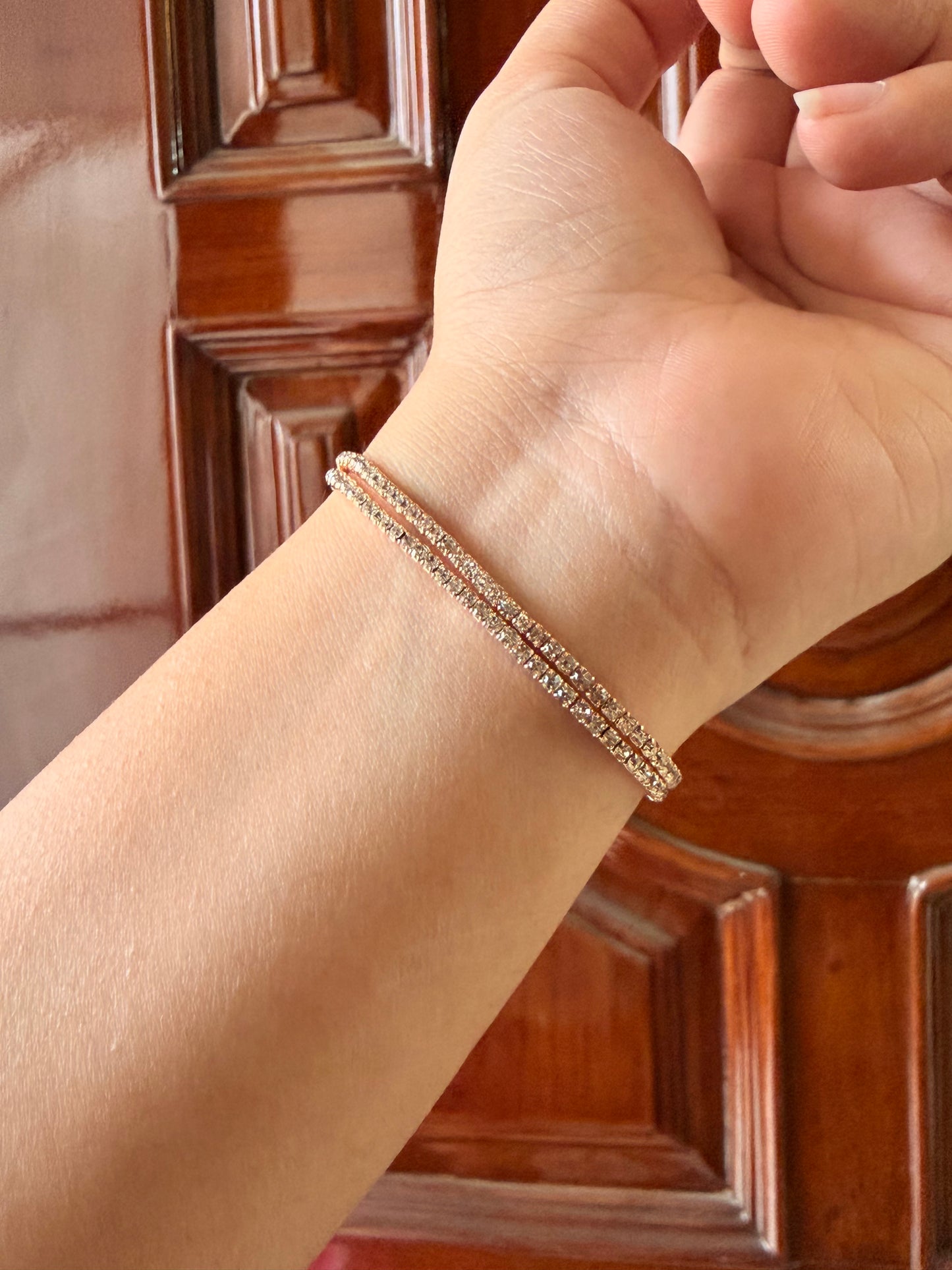 Crystal tennis bracelet (set of 2)