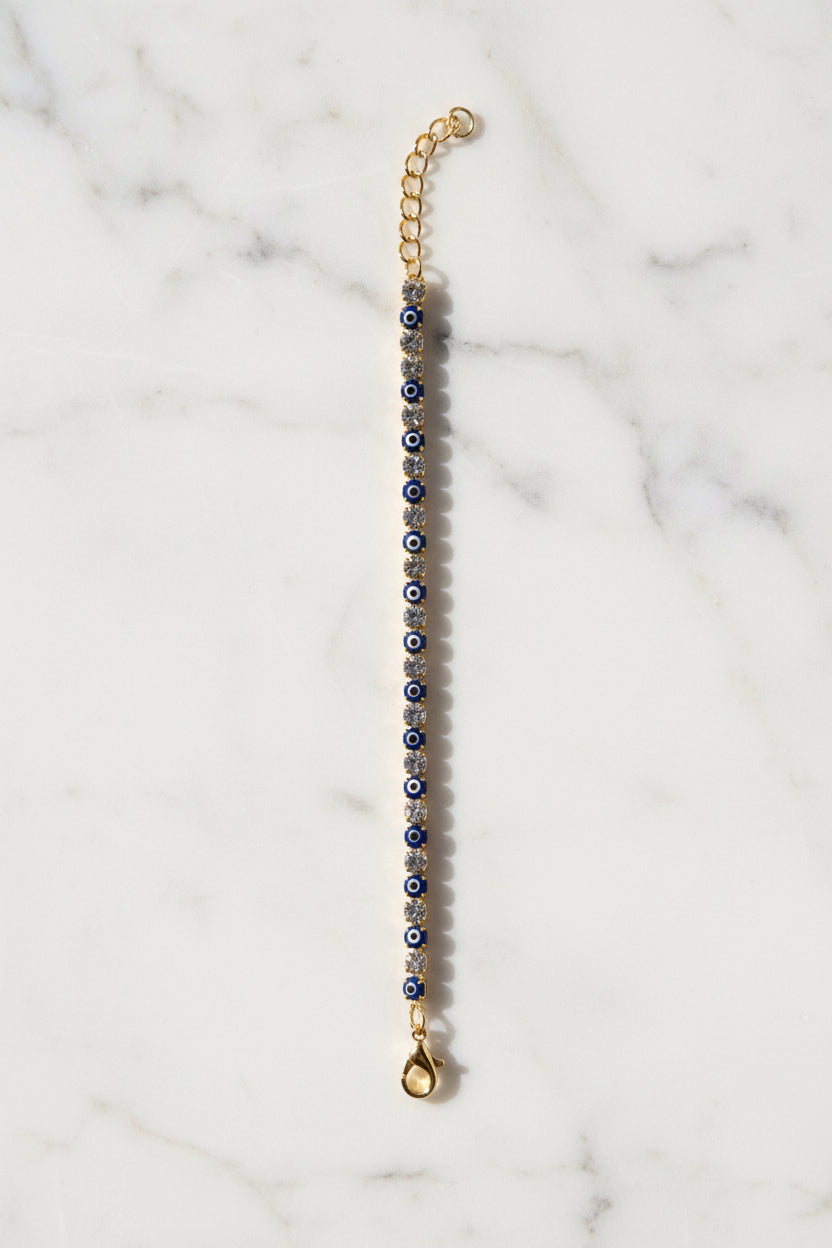 Evil eye tennis bracelet (blue)