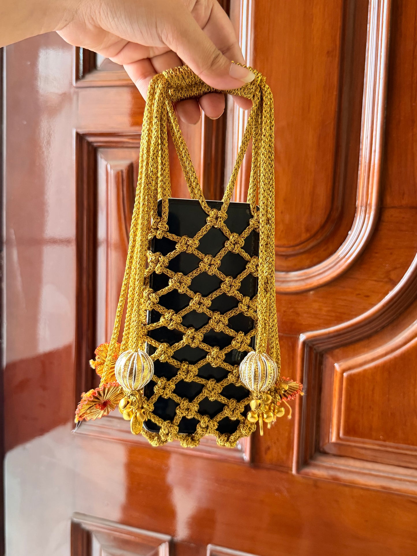 Royal Potli Phone Sling – Traditional Gold