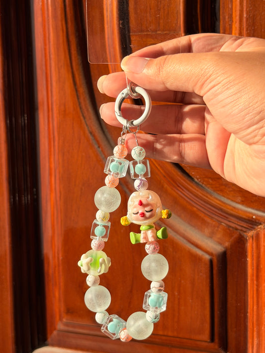 Green beaded phone/bag charm