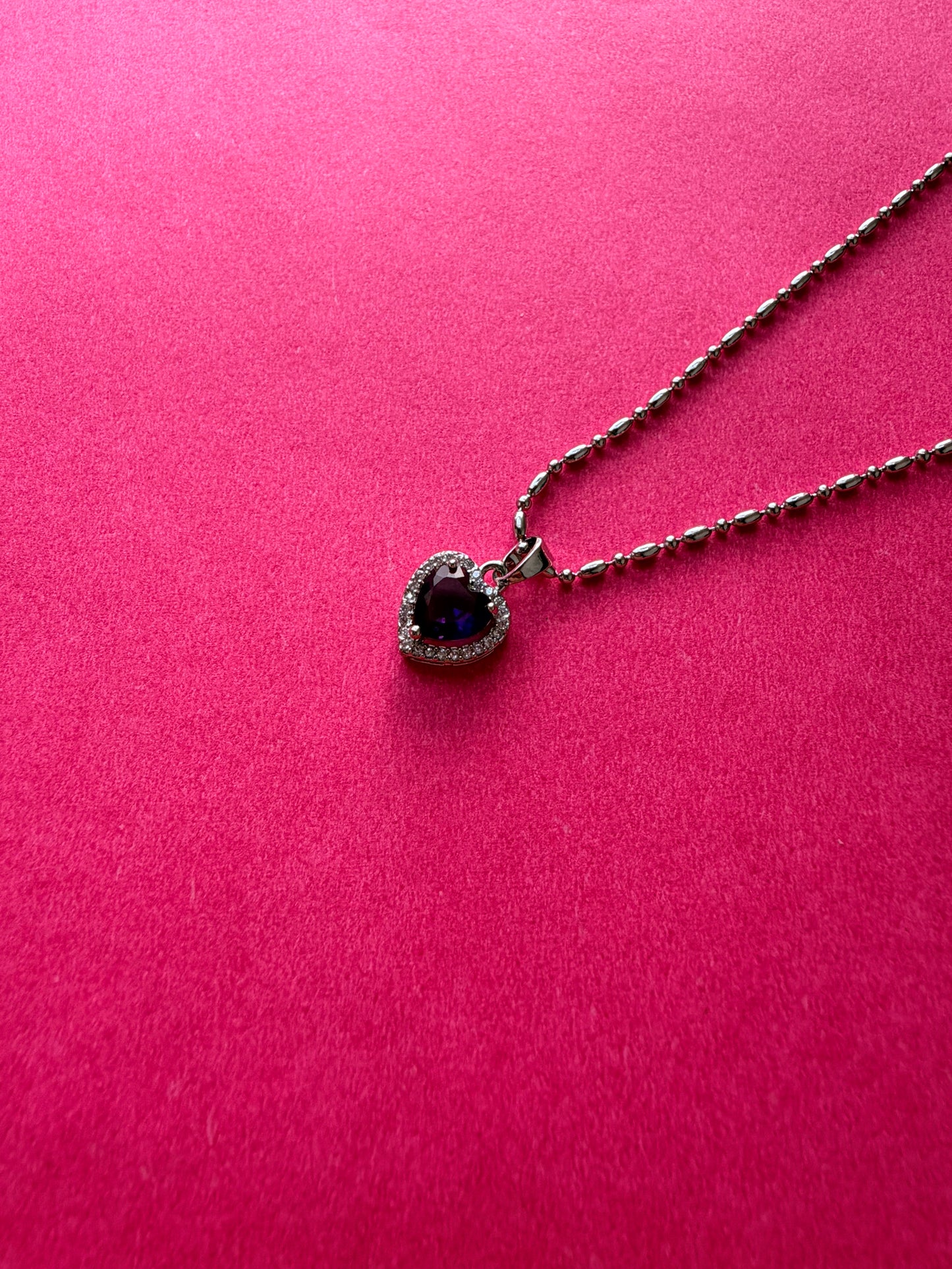 Crystal Heart Whisper Necklace(purple)