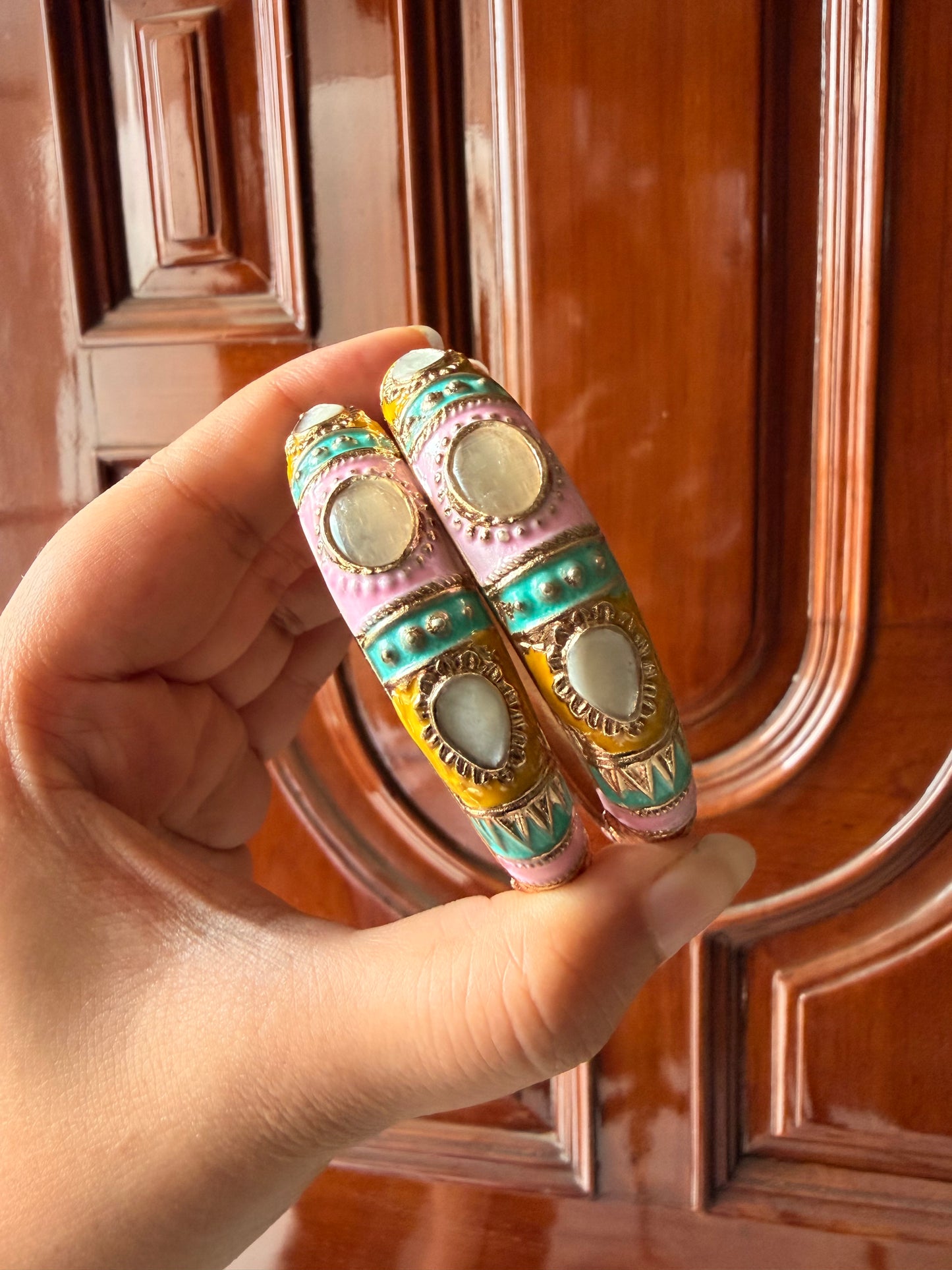 Pastel meenakari kada set (thin)