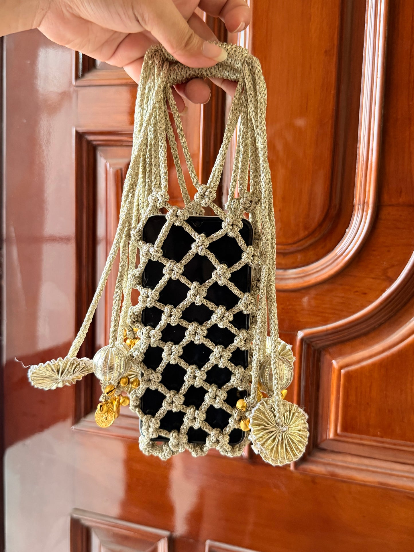 Royal Potli Phone Sling –     Champagne Gold