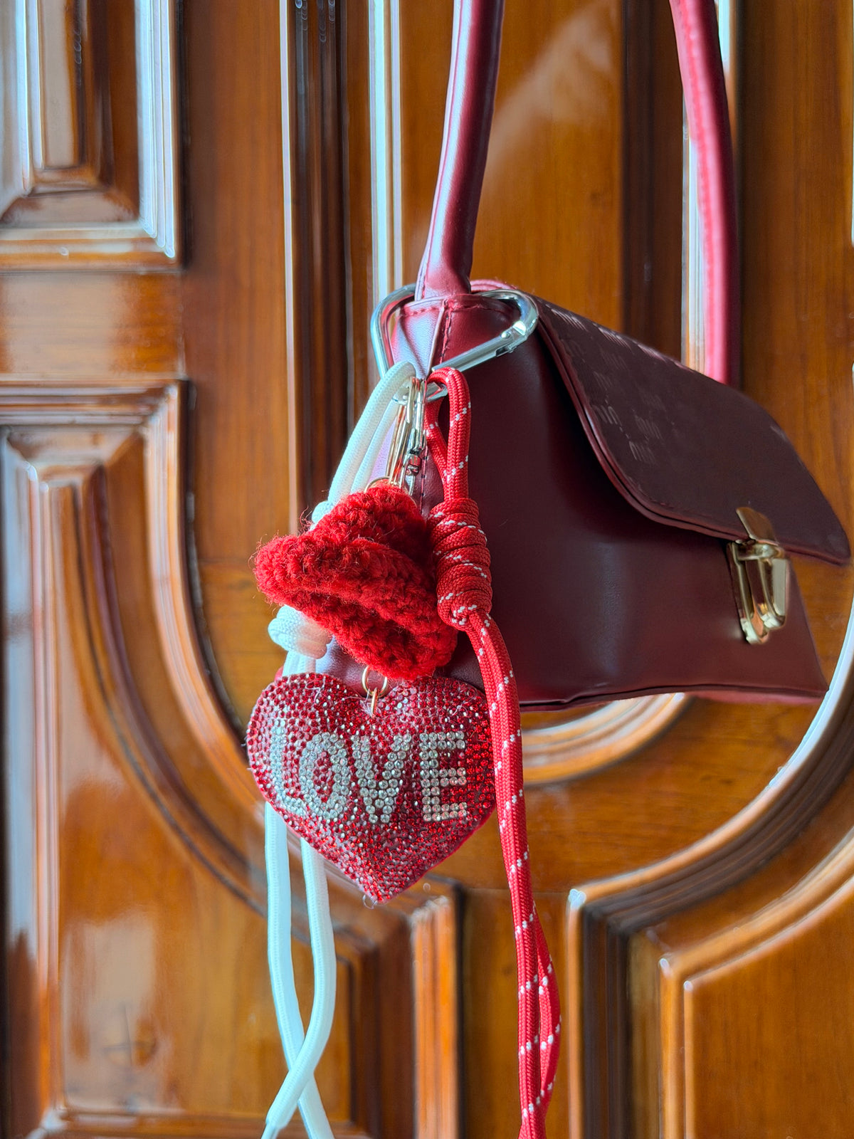 Sparkle Love Heart bag charm