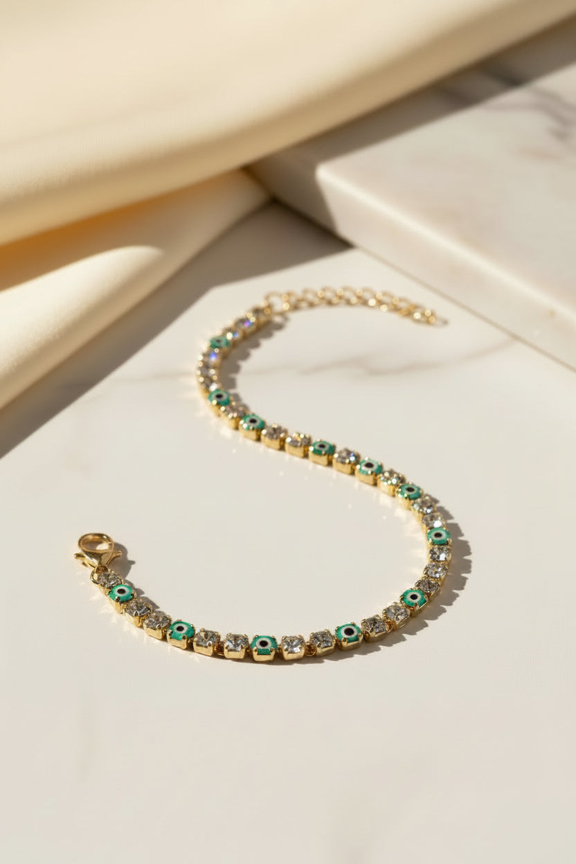Evil eye tennis bracelet (turquoise)