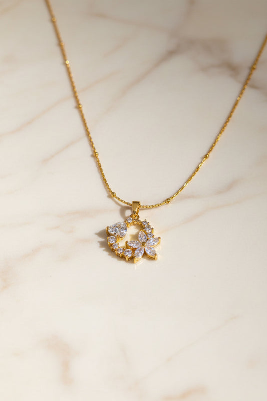 Celestial Bloom Crescent Pendant