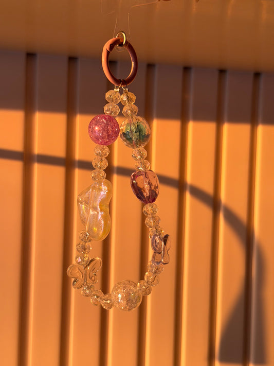 Crystal heart bag/phone charm