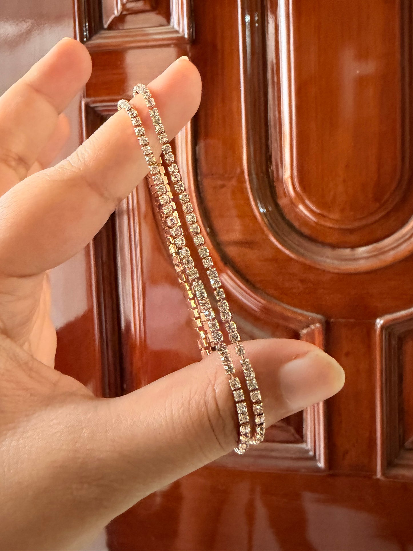 Crystal tennis bracelet (set of 2)