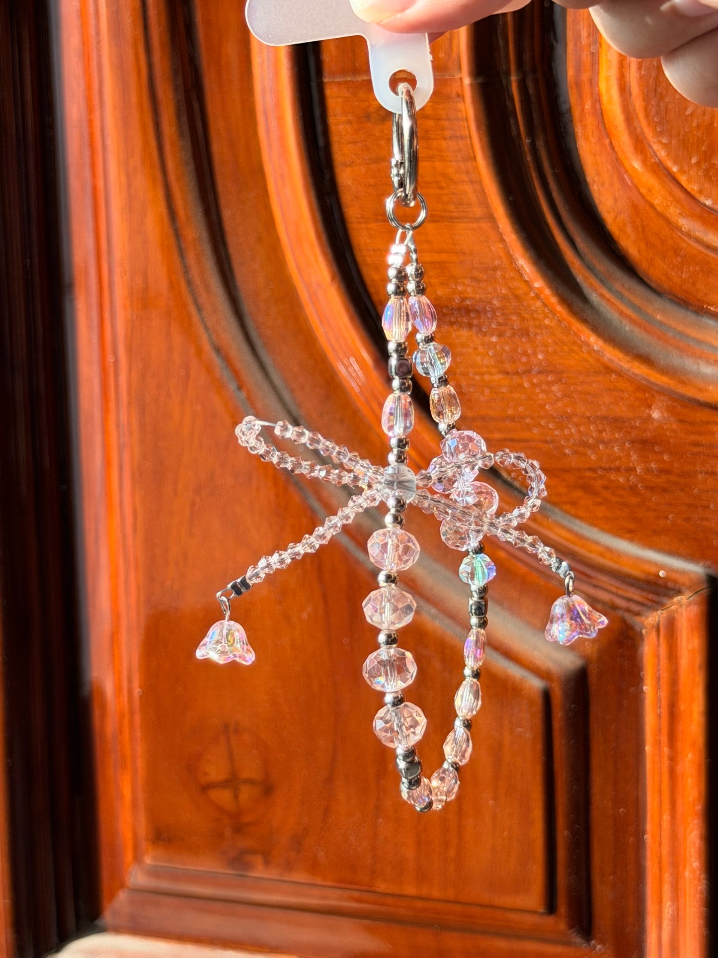 Crystal clear bow phone/bag charm