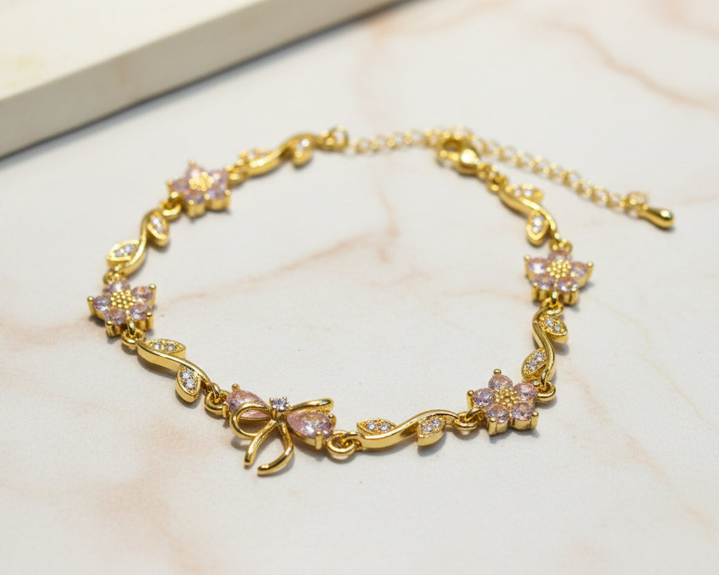 Blossom bow bracelet (pink)