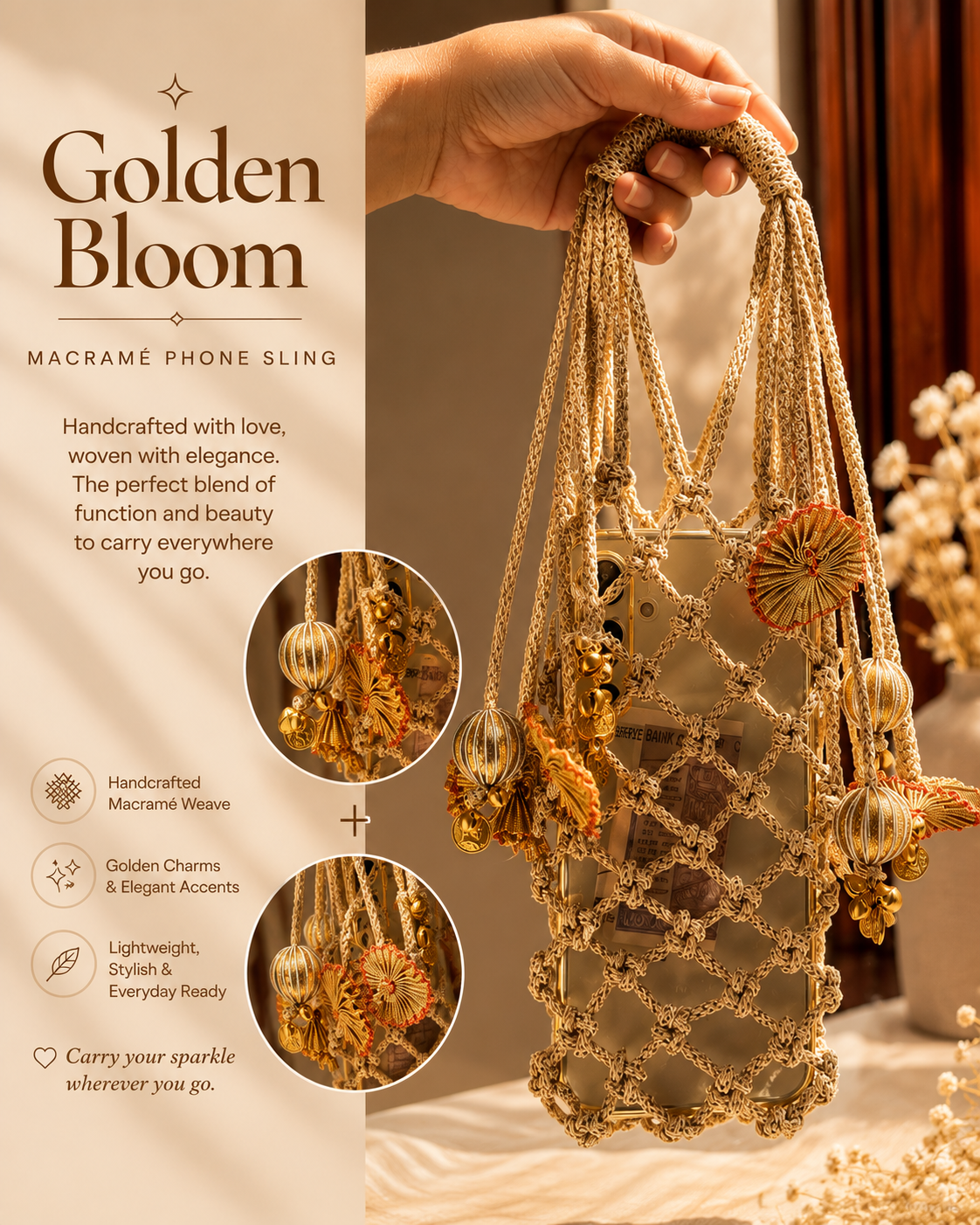 Royal Potli Phone Sling – antique Gold