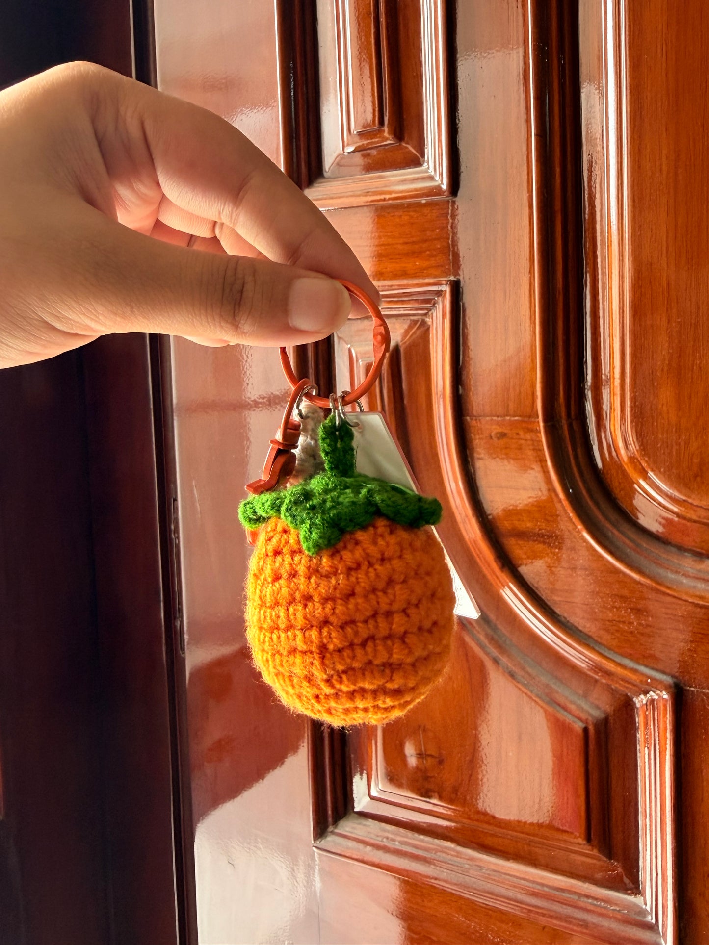 Crochet Persimmon Keychain charm