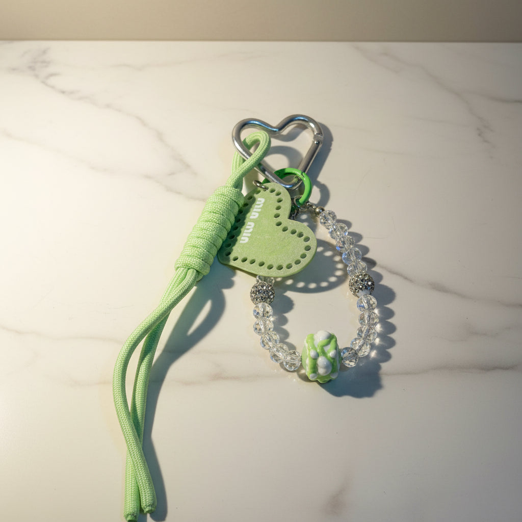 Matcha Bloom Heart bag Charm