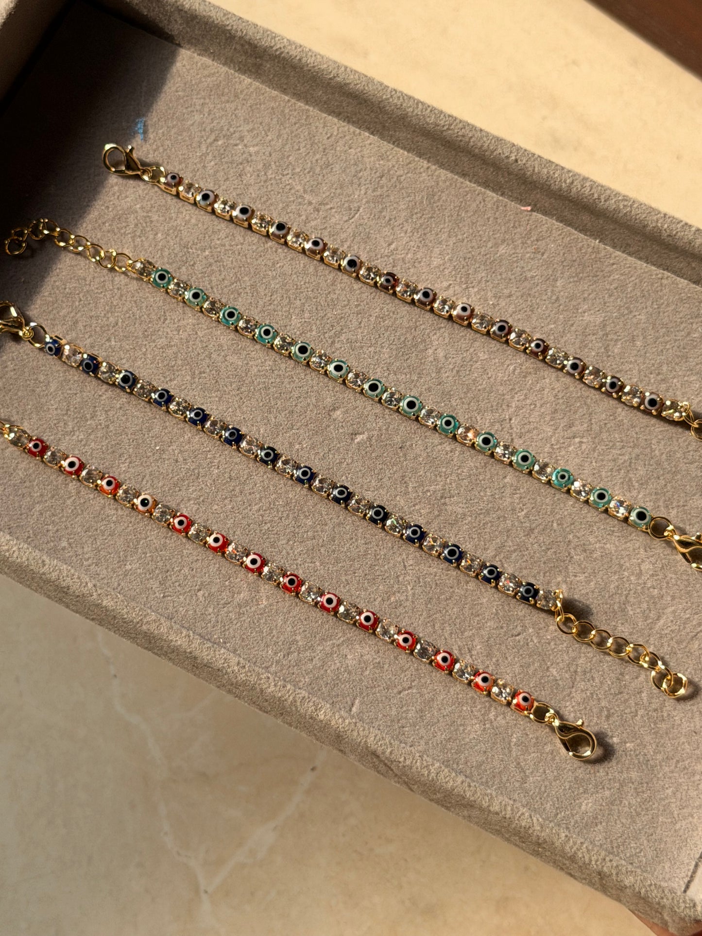 Evil eye tennis bracelet (blue)