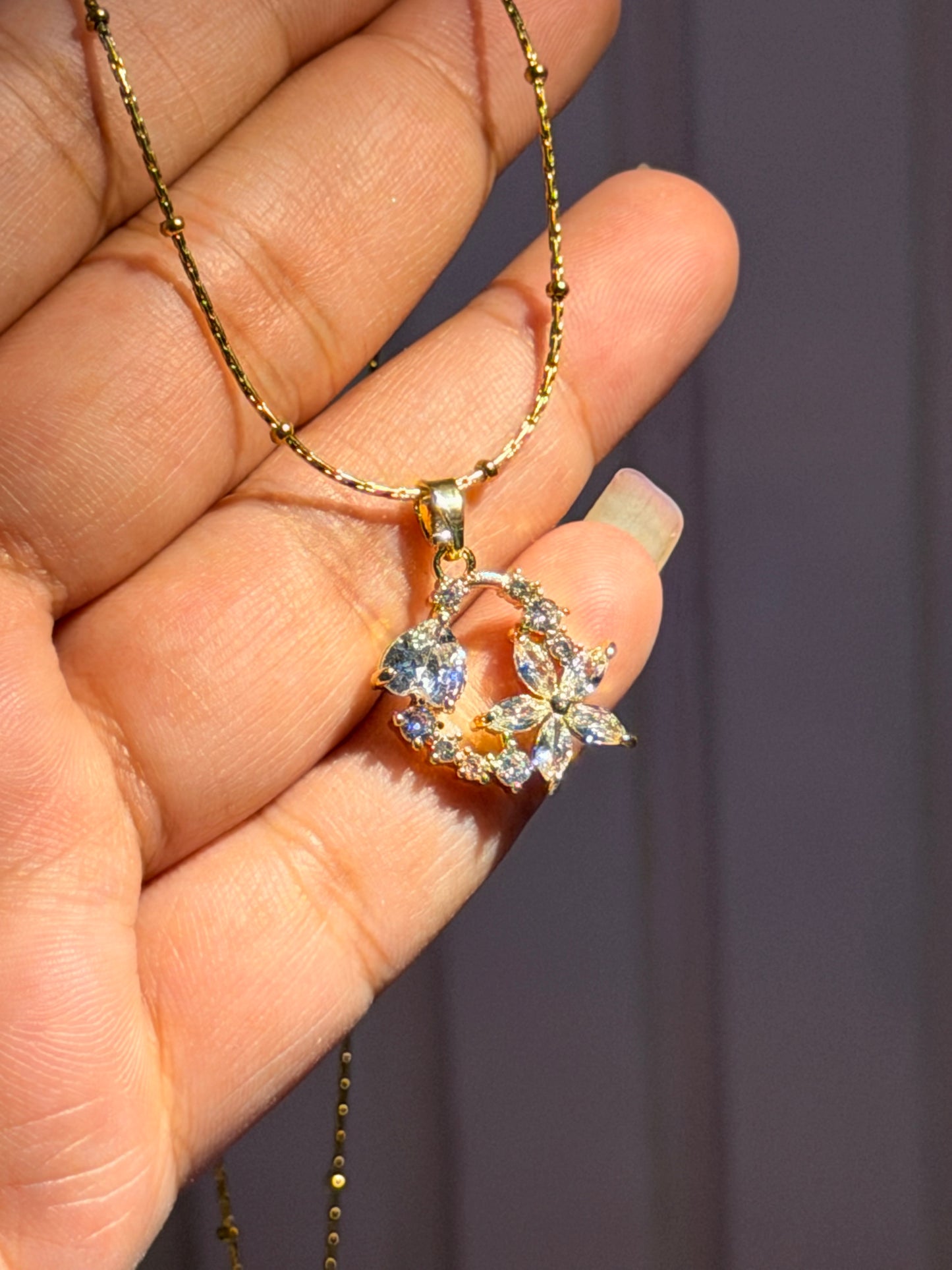 Celestial Bloom Crescent Pendant