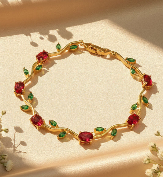 Tulip bracelet (red with green leaves)