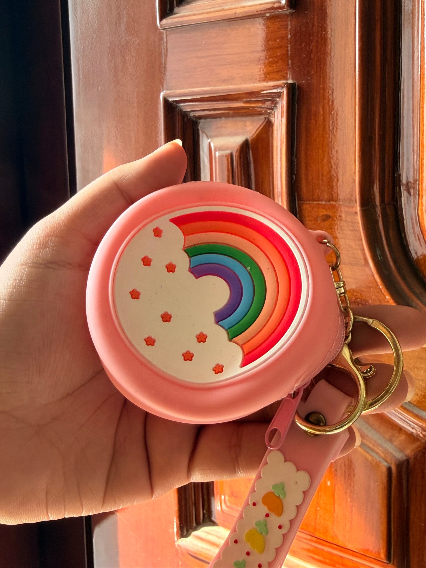 Rainbow Silicone Coin Pouch Keychain