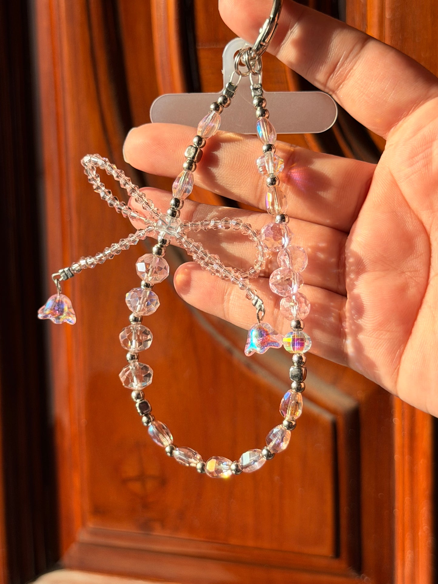 Crystal clear bow phone/bag charm