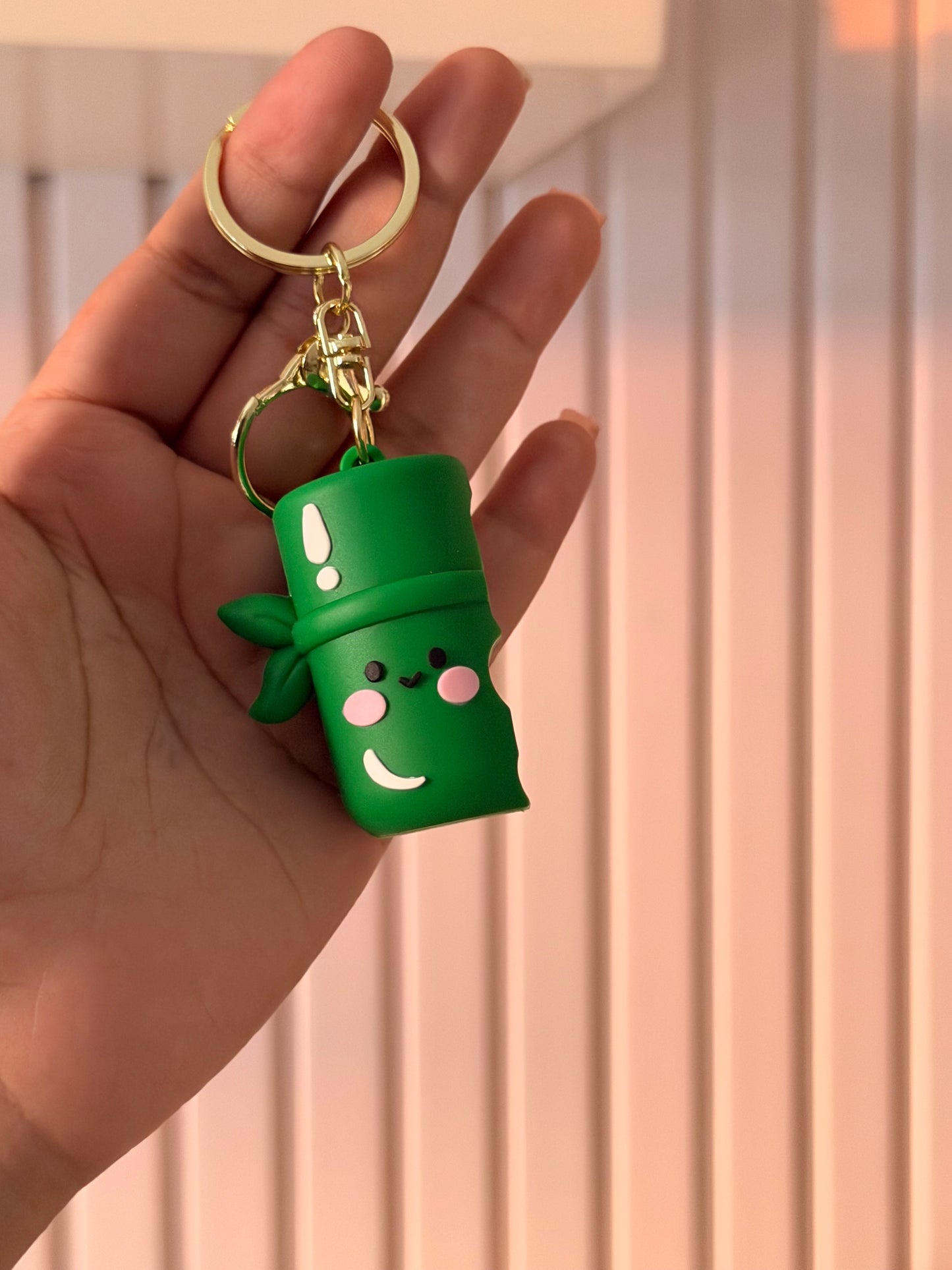 Panda bamboo magnetic couple keychain
