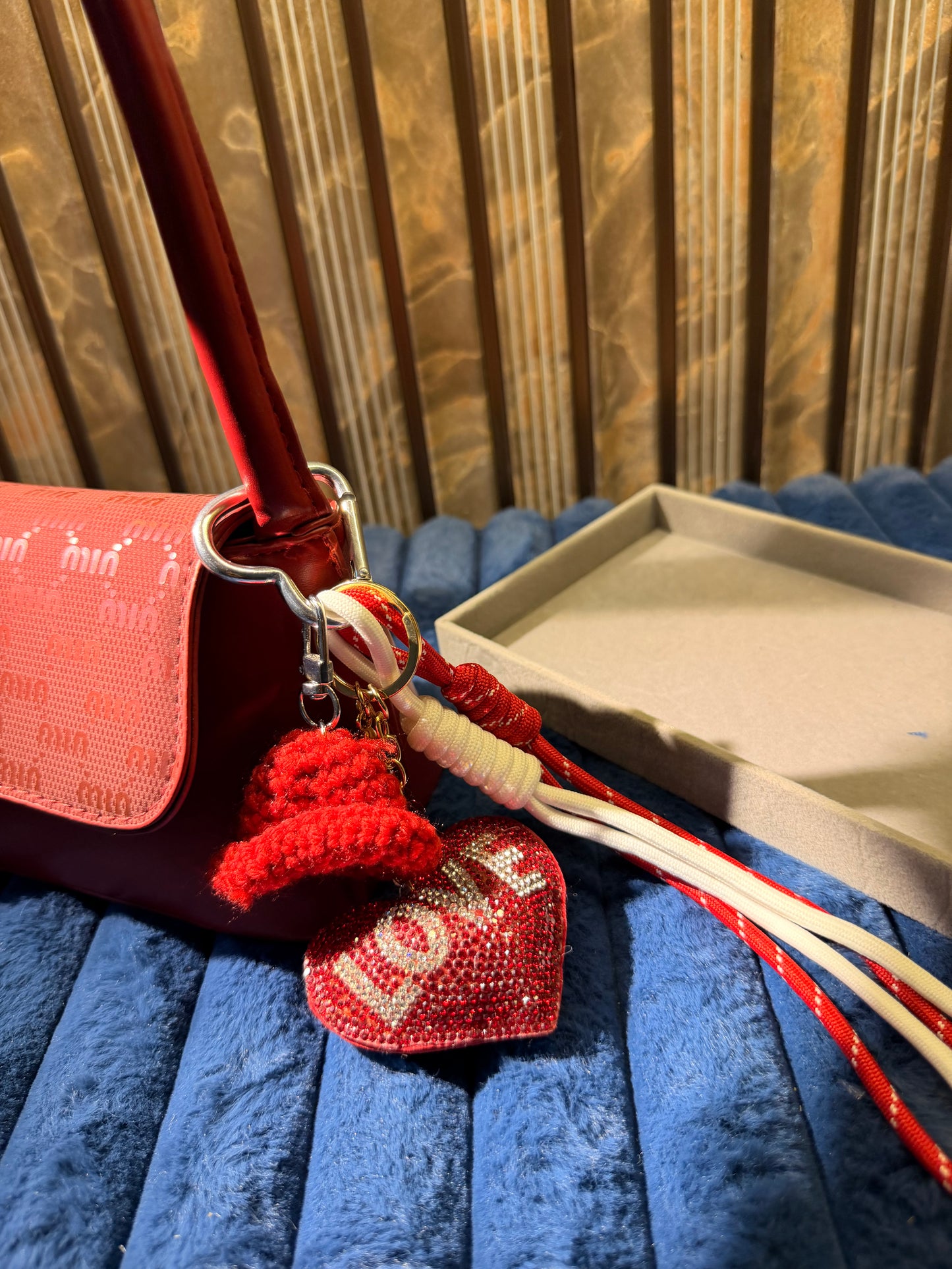 Sparkle Love Heart bag charm