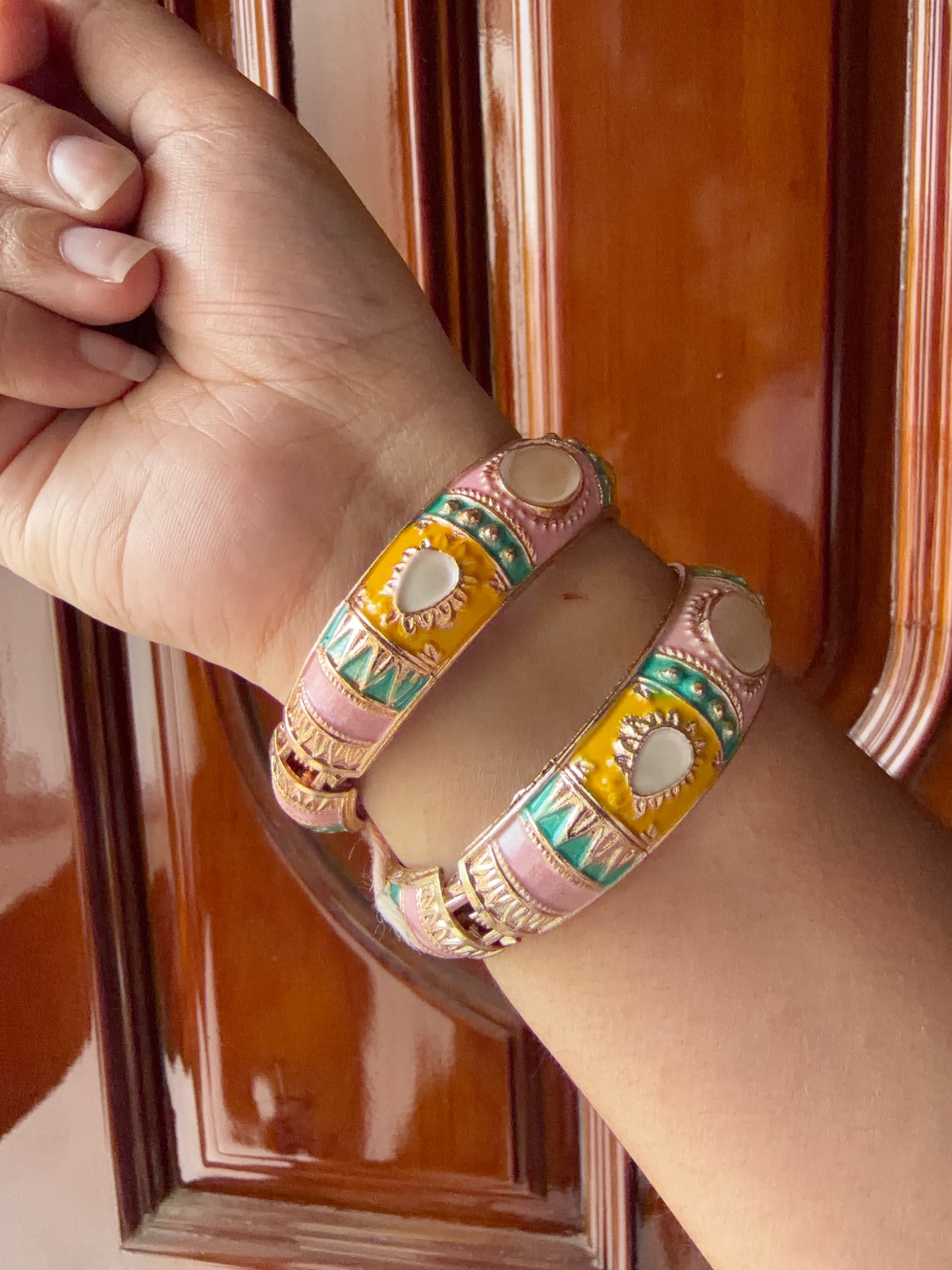 Pastel meenakari kada set