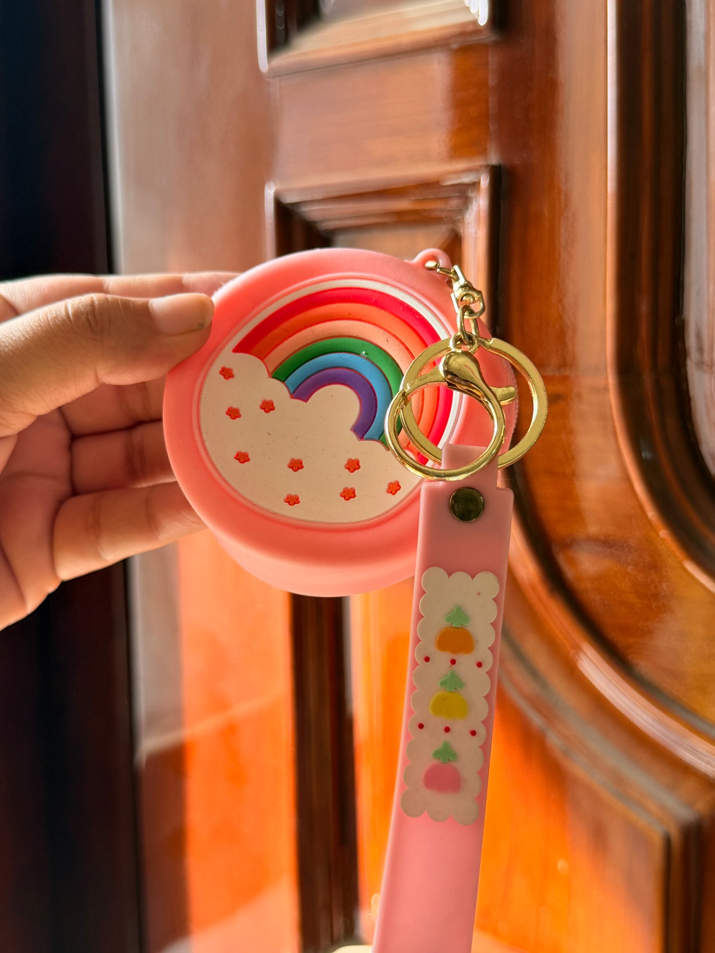 Rainbow Silicone Coin Pouch Keychain