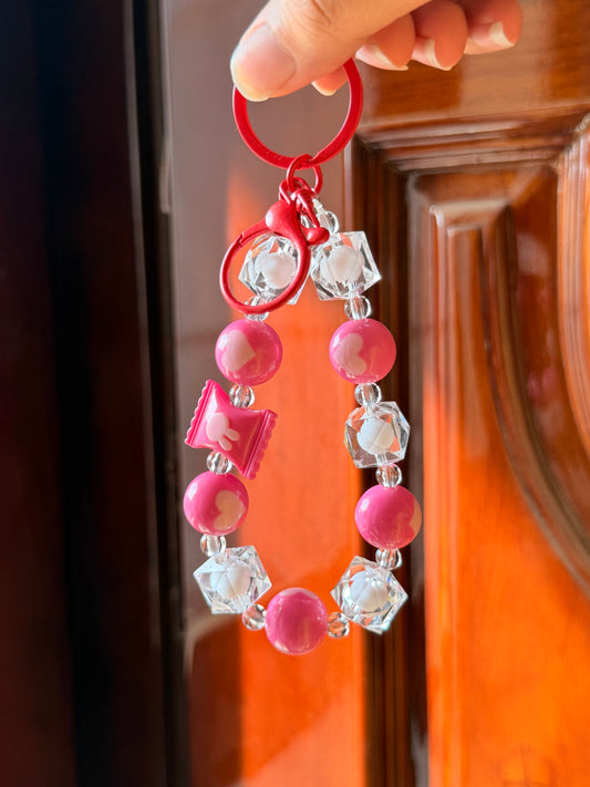 Pink candy Beaded Bag Charm