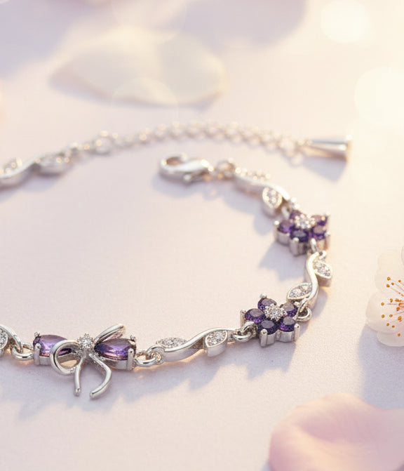 Blossom bow bracelet (purple)