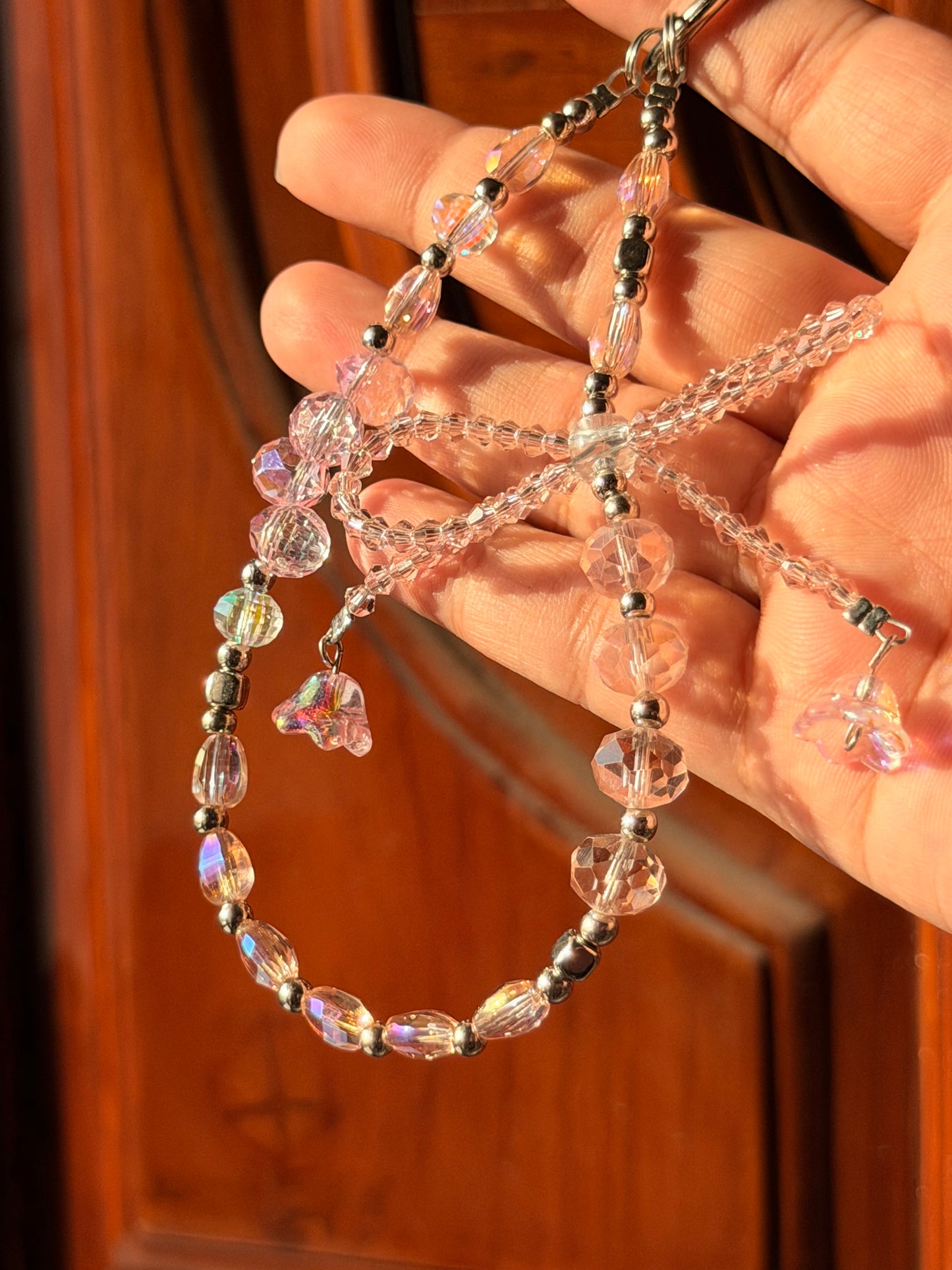 Crystal clear bow phone/bag charm