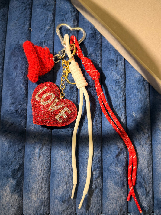 Sparkle Love Heart bag charm